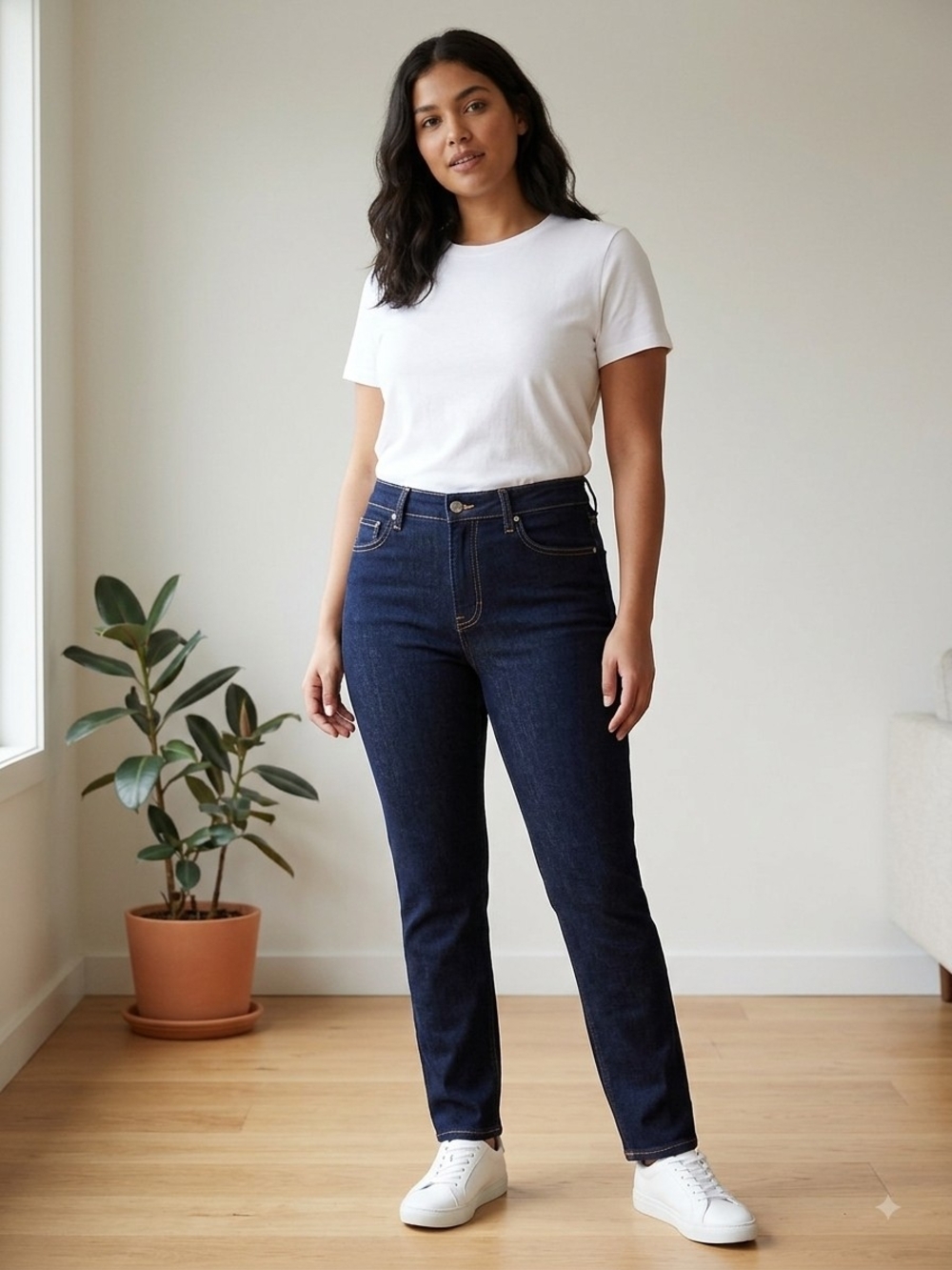 Calvin Klein Jeans Women's High-Rise Straight Dark Indigo Denim